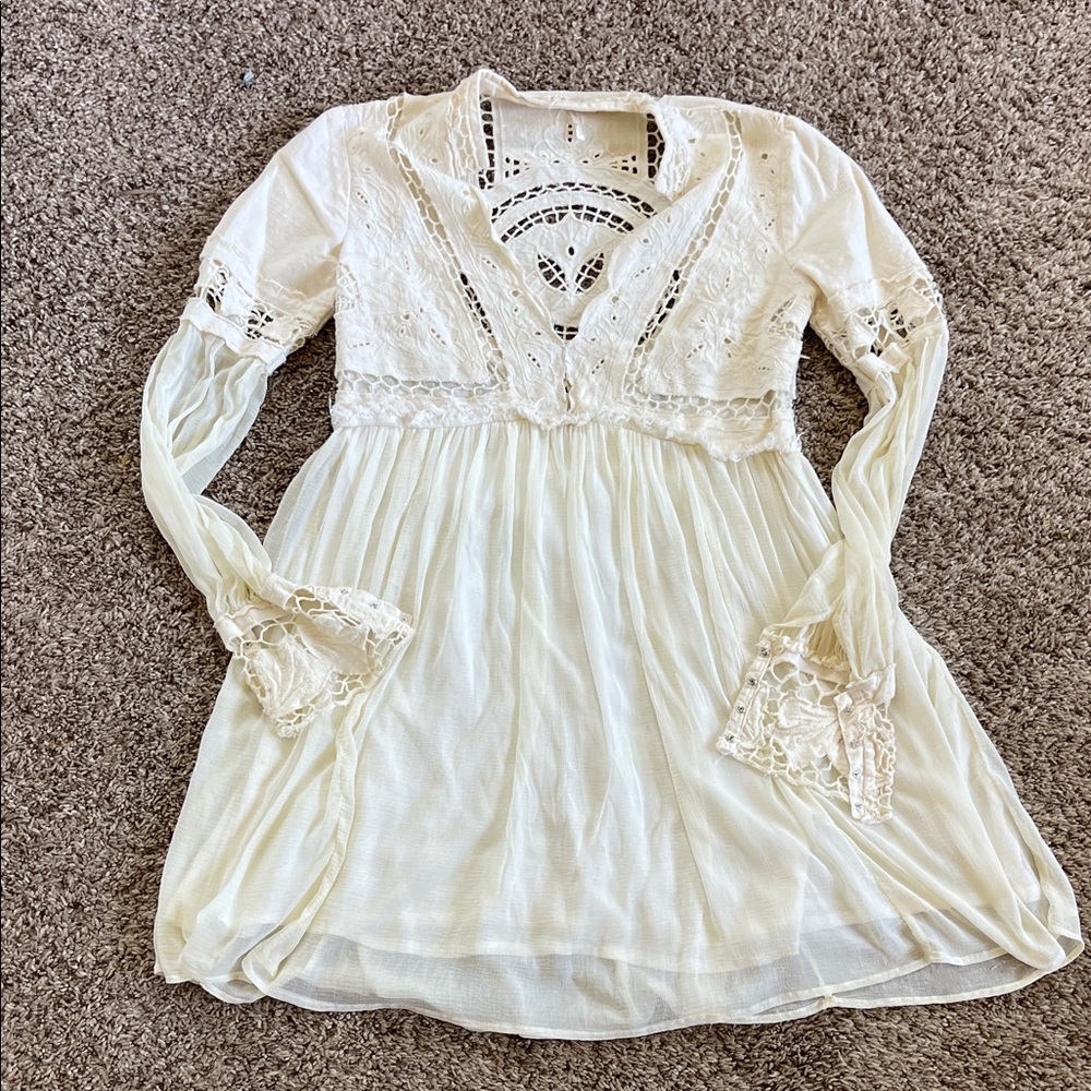 Free People | In Dreamland Cutwork Dress in Ivory | Size Small - Picture 2 of 7